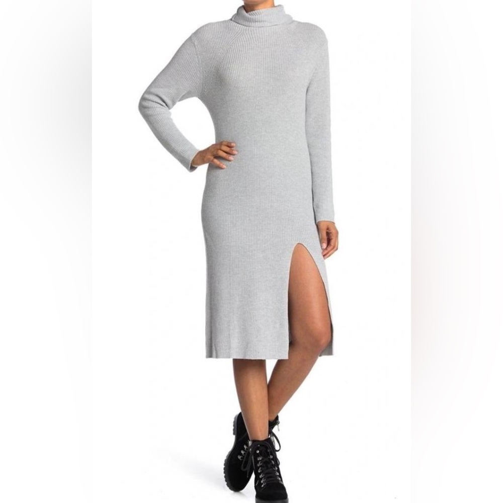 Abound Womens Ribbed Mock Neck Midi Sweater Dress Color grey light size M